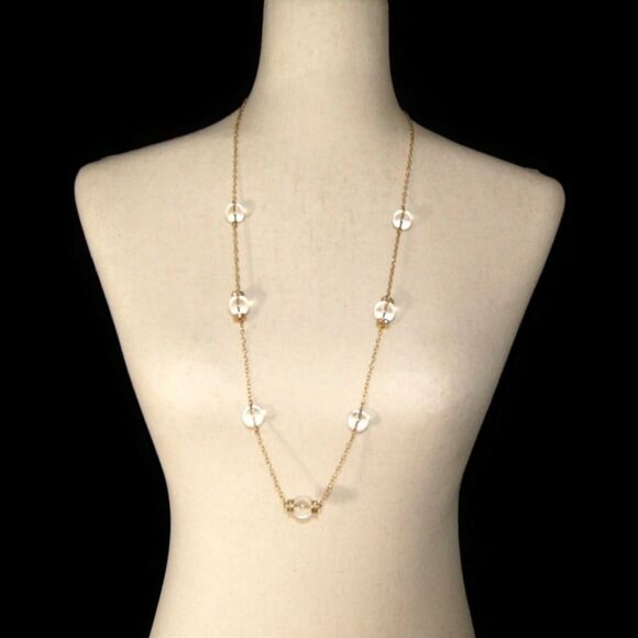 VTG J CREW GOLD TONE CLEAR GLASS BEADS & RHINESTONES 32" NECKLACE EXCELLENT COND - Picture 13 of 13